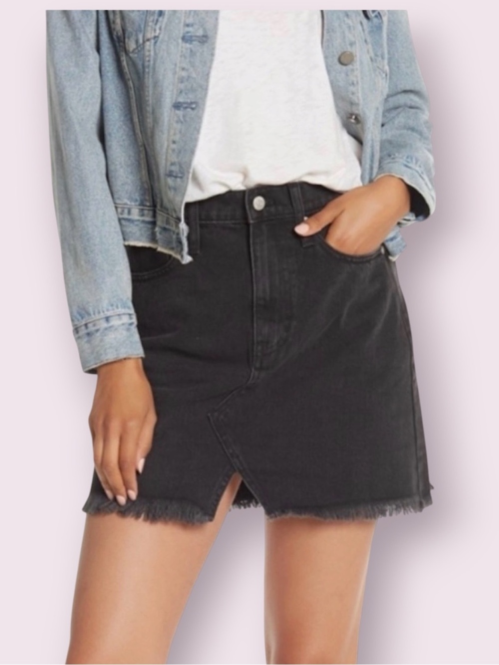 Madewell Rigid Denim A-Line Mini Skirt Washed Black Size 26